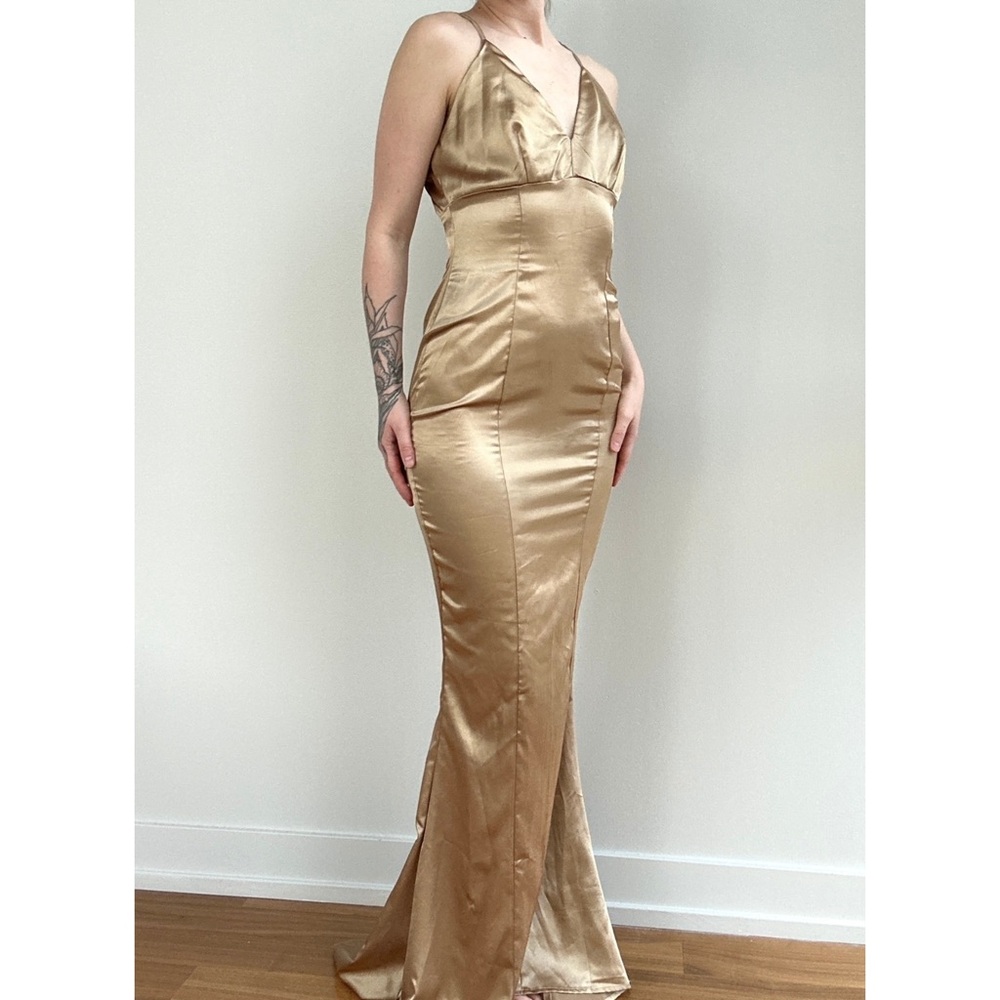 Gold Satin Evening Gown